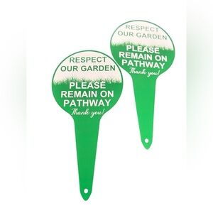 Metal Care Signs Respect Our Garden Please Remain On Pathway Stick In Ground 12”